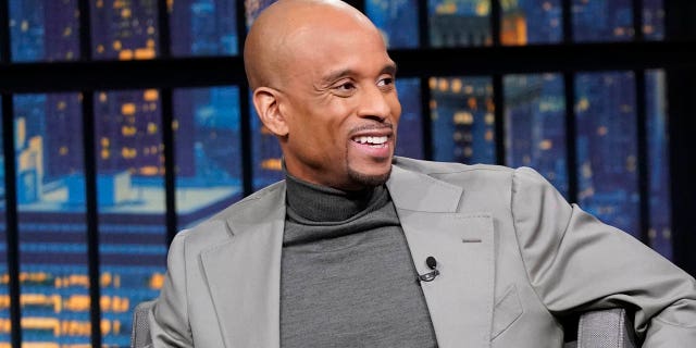 Journalist Bomani Jones during an interview with host Seth Meyers Jan. 24, 2023.