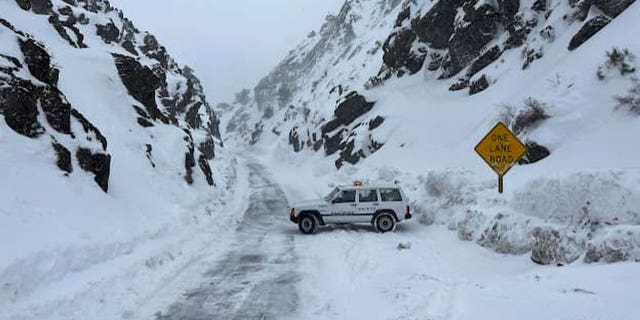 This image released by Inyo County Search and Rescue (InyoSAR) shows InyoSAR members search for a missing person near an area along Death Valley Road, Death Valley National Park, Calif.