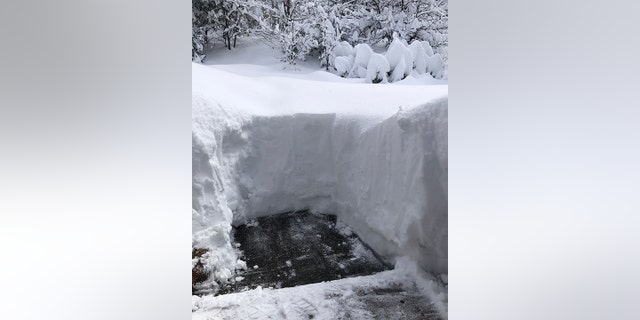 Snow drifts are seen in Lake Arrowhead, California, after a winter storm hit the area this week.