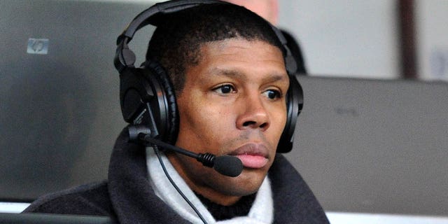 Carlton Palmer working for the radio commenting on the game.