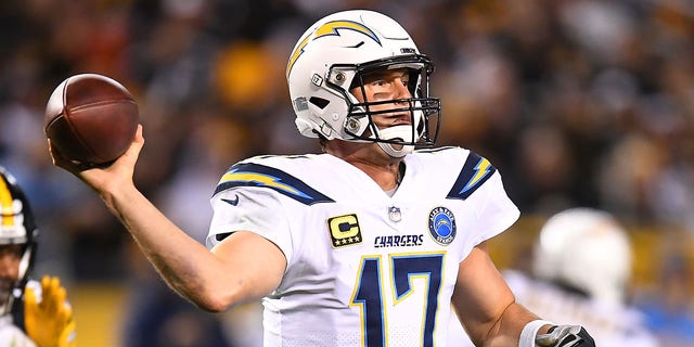Philip Rivers of the Los Angeles Chargers in action during a game against the Pittsburgh Steelers at Heinz Field on December 2, 2018 in Pittsburgh. 