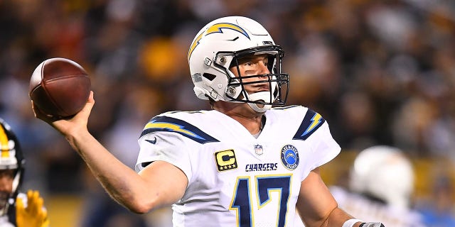 Philip Rivers of the Los Angeles Chargers in action during a game against the Pittsburgh Steelers at Heinz Field on December 2, 2018 in Pittsburgh. 