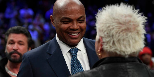 NBA Legend, Charles Barkley talks to Guy Fieri during the 71st NBA All-Star Game as part of 2022 NBA All Star Weekend on Feb. 20, 2022 at Wolstein Center in Cleveland.