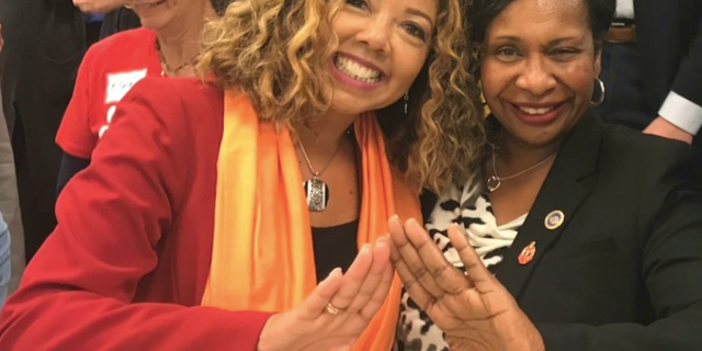 Maryland Democratic Delegate Charlotte Crutchfield, right, with U.S. Rep. Lucy McBath, D-Ga.