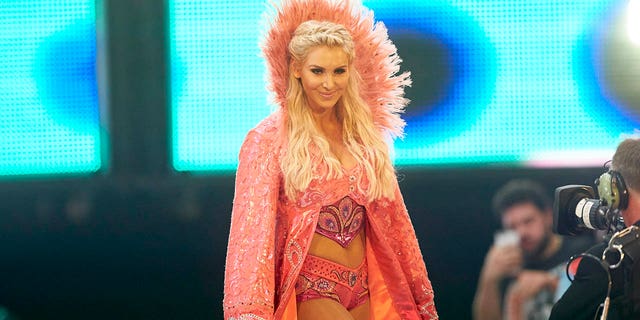 WWE Superstar Charlotte Flair steps to the ring during an event at Barclays Center in Brooklyn, New York.