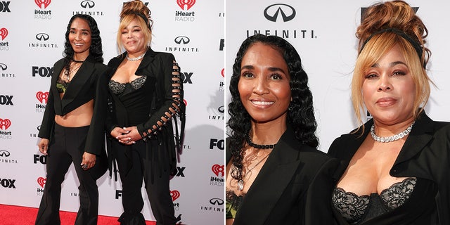 TLC's Tionne "T-Boz" Watkins and Rozonda "Chilli" Thomas rocked all-black looks, with a little bit of lace on the red carpet.