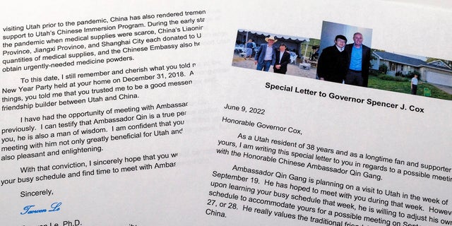 Utah professor Taowen Le sent a letter to Utah Gov. Spencer Cox in 2022 urging him to meet with a Chinese ambassador. Le, according to The Associated Press, is among China's most vocal advocates in the state. 