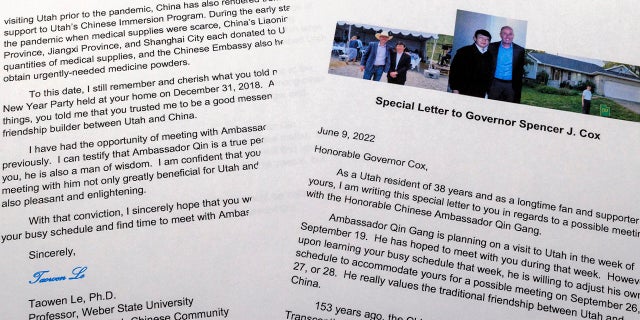 Utah professor Taowen Le sent a letter to Utah Gov. Spencer Cox in 2022 urging him to meet with a Chinese ambassador. Le, according to The Associated Press, is among China's most vocal advocates in the state.