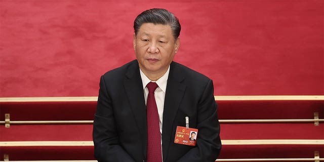 Le président chinois Xi Jinping discute du développement économique et social du pays lors d'un rassemblement politique à Pékin, en Chine.