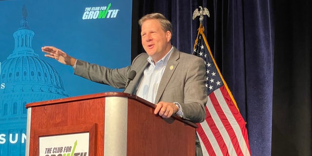 Republican Gov. Chris Sununu of New Hampshire speaks at a donor conference hosted by the conservative group the Club for Growth, on March 3, 2023, in Palm Beach, Florida