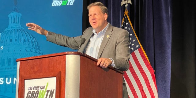 Republican Gov. Chris Sununu of New Hampshire speaks at a donor conference hosted by the conservative group the Club for Growth, on March 3, 2023 in Palm Beach, Florida