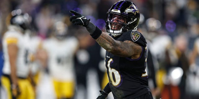 Chuck Clark of the Baltimore Ravens reacts during a game against the Pittsburgh Steelers at M and T Bank Stadium Jan. 1, 2023, in Baltimore.