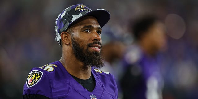 Chuck Clark of the Baltimore Ravens against the Washington Commanders during the second half of a preseason game at M and T Bank Stadium Aug. 27, 2022, in Baltimore.