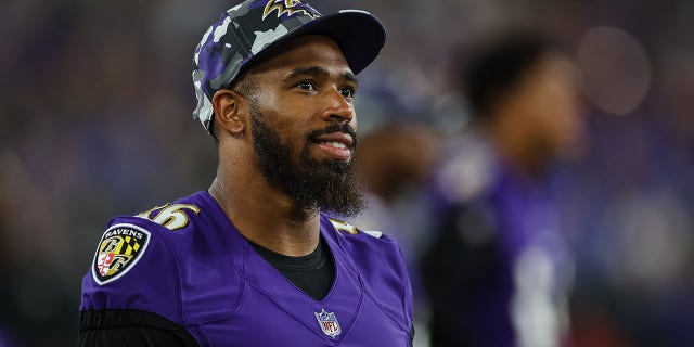 Chuck Clark of the Baltimore Ravens against the Washington Commanders during the second half of a preseason game at M and T Bank Stadium Aug. 27, 2022, in Baltimore.