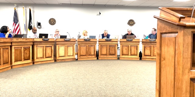 Framingham City Council Chair Philip Ottaviani responds to Michael Hugo at a Feb. 28 city council meeting.