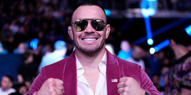 Colby Covington is seen in attendance during the UFC 286 event at The O2 Arena on March 18, 2023, in London.