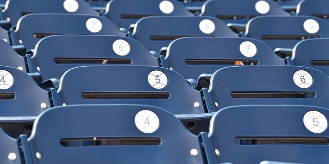 Seats during Game 3 of the College World Series championship series between the Michigan Wolverines and Vanderbilt Commodores June 26, 2019, at TD Ameritrade Park Omaha in Omaha, Neb.