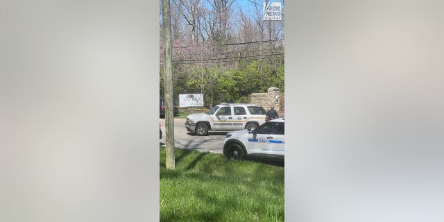 Police cordon off an area after reports of a shooting at The Covenant School, Nashville, Tennessee on Monday, March 27, 2023.