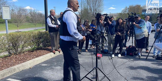Metropolitan Nashville Police Department Assistant Chief Dwayne Greene speaks to the media regarding a shooting at The Covenant School, Nashville, Tennessee on Monday, March 27, 2023.