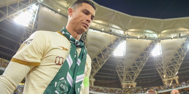 Cristiano Ronaldo of Al Nassr before the Saudi Pro League match between Al Ittihad and Al Nassr at King Abdullah Sports City, Jeddah on March 9, 2023 in Riyadh, Saudi Arabia.