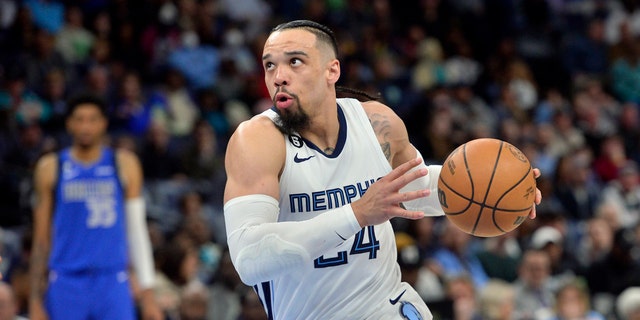 Memphis Grizzlies forward Dillon Brooks drives against the Dallas Mavericks in the second half of a game Monday, March 20, 2023, in Memphis. 