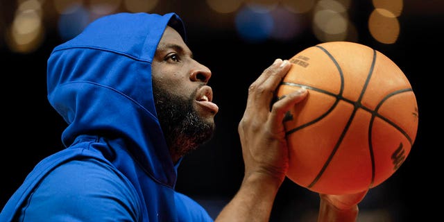 Golden State Warriors power forward Draymond Green (23) warms up before a game against the Portland Trail Blazers at the Moda Center in Portland, Oregon on February 8, 2023.