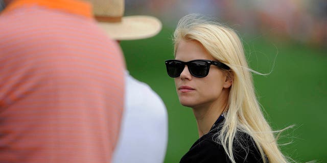 Elin Nordegren watches Tiger Woods from the gallery during the Arnold Palmer Invitational at Bay Hill Club and Lodge on March 14, 2008, in Orlando, Florida.
