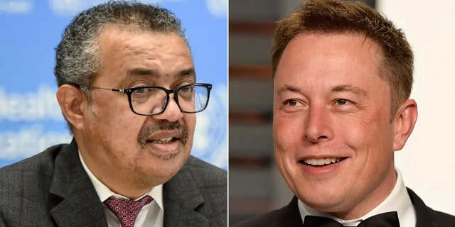 Elon Musk, right, and Tedros Adhanom Ghebreyesus, director-general of World Health Organization.