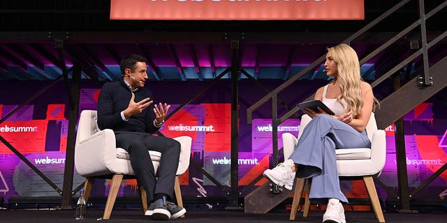 The Athletic's David Ornstein and Emma Jones during Web Summit 2022 at the Altice Arena in Lisbon, Portugal.