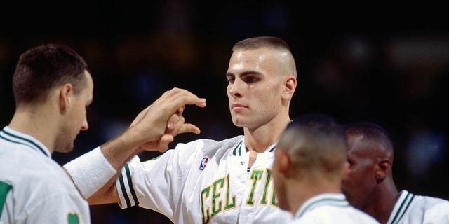 Eric Montross of the Celtics before a game in 1995 against the Indiana Pacers at the Boston Garden.