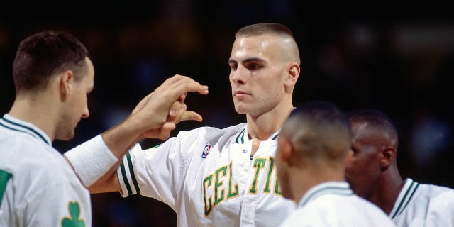 Eric Montross of the Celtics before a game in 1995 against the Indiana Pacers at the Boston Garden.