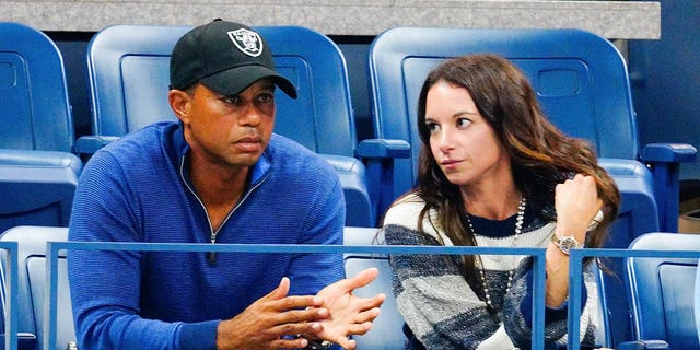 Tiger Woods and Erica Herman cheer on Rafael Nadal at the 2019 US Open in New York City.