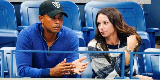 Tiger Woods and Erica Herman cheer on Rafael Nadal at the 2019 US Open in New York City.