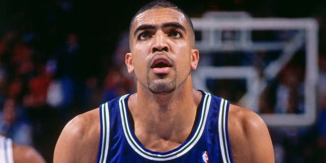 Felton Spencer, #50 of the Minnesota Timberwolves, shoots a foul shot during a game against the Sacramento Kings circa 1991 at Arco Arena in Sacramento, California.