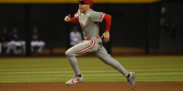 Freddie Freeman of Canada runs the bases against the United States during a World Baseball Classic Pool C game at Chase Field March 13, 2023, in Phoenix, Ariz.