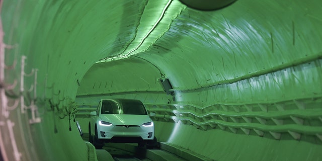 A Boring Company test tunnel is pictured in Hawthorne, CA, on Dec. 18, 2018. 