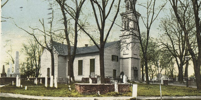 Detroit Publishing Company vintage postcard reproduction of the St. John's Episcopal Church at 2401 East Broad Street in Richmond, Virginia, 1914. From the New York Public Library. Patrick Henry delivered his famous "Give me liberty or give me death!" speech here on March 23, 1775. 