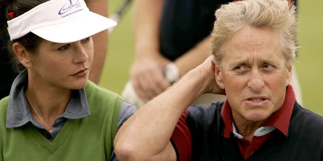 Catherine Zeta Jones and Michael Douglas during practice day for the 2005 All Star Cup. 