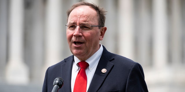 Rep. Tom Tiffany, R-Wisc., speaks outside the Capitol on May 19, 2020.