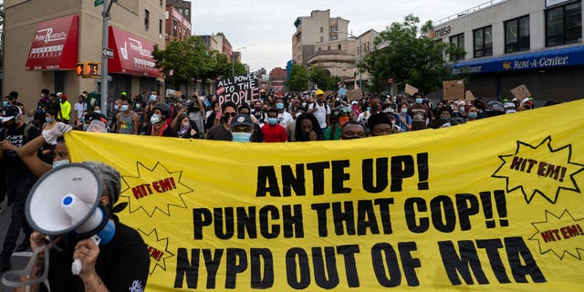 Demonstrators protest the death of George Floyd on June 4, 2020, in the Bronx, New York City.