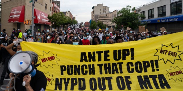 Demonstrators protest the death of George Floyd on June 4, 2020, in the Bronx, New York City.