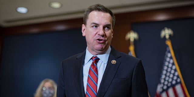 Rep. Richard Hudson, a Republican from North Carolina, speaks during a news conference following a House Republicans meeting at the U.S. Capitol in Washington, D.C., March 9, 2021.