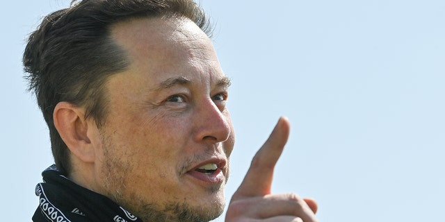 Elon Musk pointing