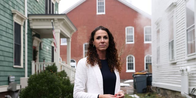 State Sen. Diana DiZoglio poses for a portrait in Newburyport, Mass., Dec. 30, 2021. DiZoglio is sponsoring a bill to outlaw "stealthing." The practice of nonconsensual condom removal is common, but most states' laws are silent on it.  