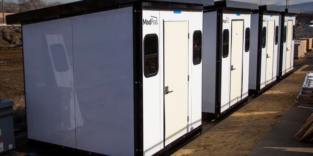 Members of the press were invited to tour the yet to open ModPods on the Nevada Cares Campus in Reno, Nevada, which will provide temporary shelter for homeless individuals while they find permanent housing.