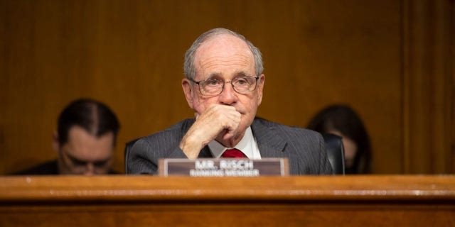 Sen. Jim Risch, R-ID, looks on during a Senate Foreign Relations Committee Hearing on the Fiscal Year 2023 Budget at the U.S. Capitol on April 26, 2022 in Washington, DC.  