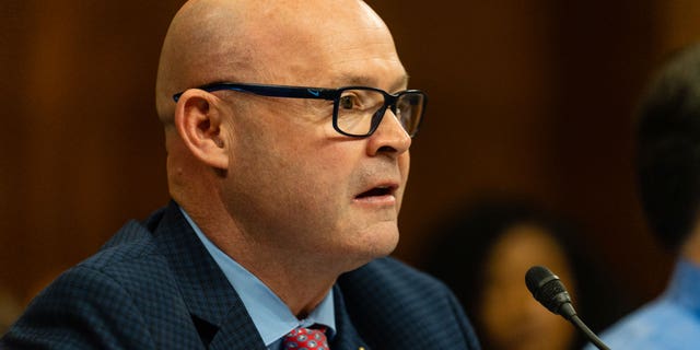 Sean O'Brien, general president of the International Brotherhood of Teamsters, speaks during a Senate Budget Committee hearing in Washington, DC, US, on Thursday, May 5, 2022.