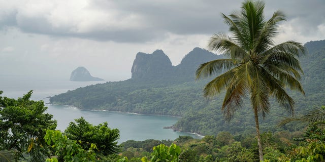 Panoramic view of the coastal mountains full of vegetation of the Obo National Park on Sao Tome Island Feb. 21, 2022. The Gulf of Guinea is the most dangerous spot in the world for piracy.