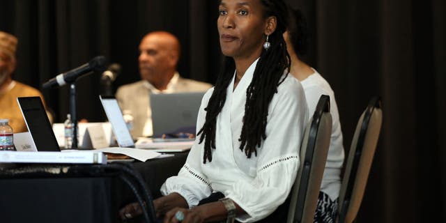 Lisa Holder, a member of the California Reparations Task Force, at the California Science Center in Los Angeles on Sept. 22, 2022.