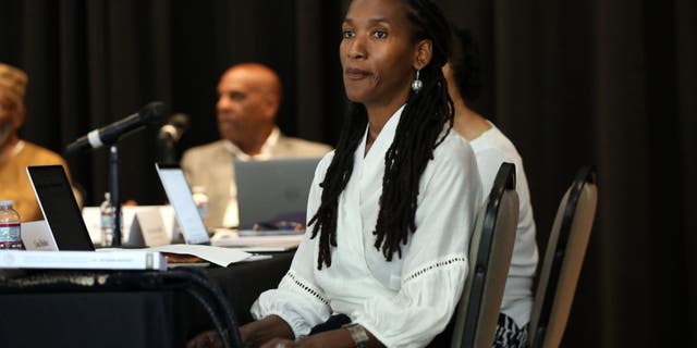 Lisa Holder, a member of the California Reparations Task Force, at the California Science Center in Los Angeles on Sept. 22, 2022.